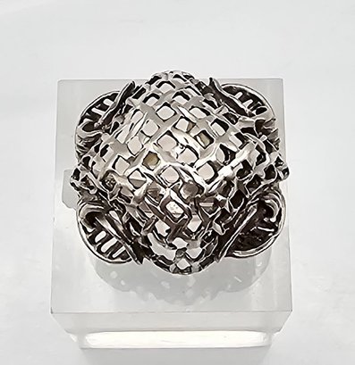 Sterling Silver Interwoven Dome Ring Size 6 5.3 G
