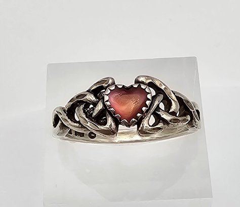 Glass Sterling Silver Ring Size 7.5 3.4 G