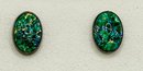 Sterling Earrings With Iridescent Blue And Green Stones 4.52g