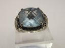 Sterling Band With Light Blue Rhinestone Solitaire 6.41g  Size 6