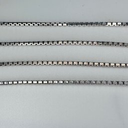 Italy, Sterling Silver Long Box Chain Necklace, 4.52g