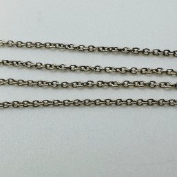 Sterling Silver Curb Chain Necklace With Rectangle Pendant, Engraved Love 2.32 G.