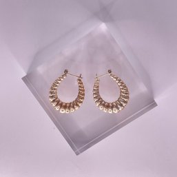 Sterling Silver Scalloped Hoop Earrings 7.25g