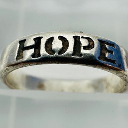 Sterling Silver Band/toe Ring Engraved HOPE With Unknown Marking Size 4. 1.87 G.
