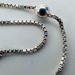 IBB, Italy, Sterling Silver Box Chain Bracelet With Silver Beads, 1.80 G.