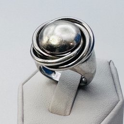 Italy-SXI Sterling Silver Statement Ring With Rope Design Size 6. 9.89 G.