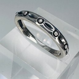 Regal Casting Sterling Silver Band With Bead Details, Size 8. 2.38 G.