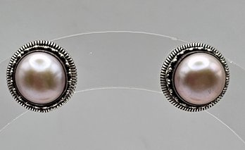 Pearl Sterling Silver Earrings New 4.6 G