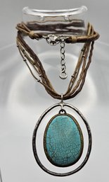 Silpada Faux Turquoise Leather Sterling Silver Necklace