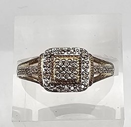 Diamond Sterling Silver Cocktail Ring Size 6.5 4 G