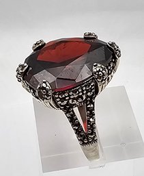 A Rhinestone Sterling Silver Statement Ring Size 7.5  13.3 G