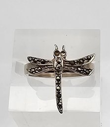 Marcasite Sterling Silver Dragonfly Ring Size 5.25 2.6 G