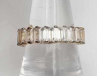 PJM Rhinestone Gold Over Sterling Silver Cocktail Ring Size 9  4.7 G