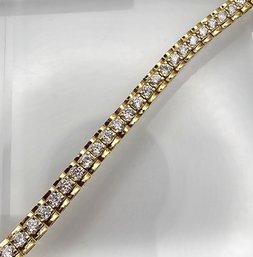 Ross Simons Cubic Zirconia Gold Over Sterling Silver Tennis Bracelet 15.6 G