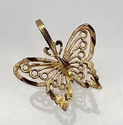 14K Gold Filigree Butterfly Pendant 0.80 G