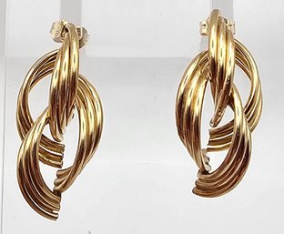 14K Gold Long Tubular Earrings 3.7 G