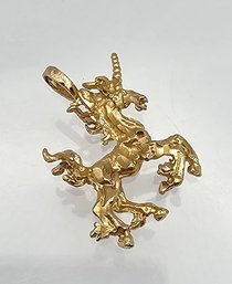 14K Gold Unicorn Pendant 3.1 G