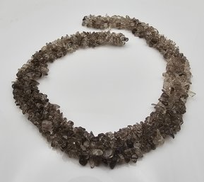 Clear And Smokey Quartz Sterling Silver Necklace