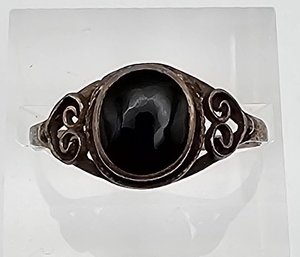 Onyx Sterling Silver Ring Size 8.25 1.5 G