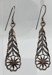 Sterling Silver Floral Earrings 3.4 G