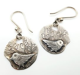 Sterling Textured Bird Dangle Earrings 2.7g