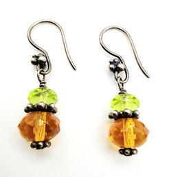 Sterling Dangle Bead Earrings 3.6g