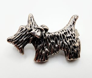 Sterling Signed Mexico Scottish Terrier Brooch 6.2g