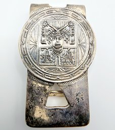 Sterling Signed Aztec Mictlantecuhtli (God Of Death) Money Clip, 31.5g