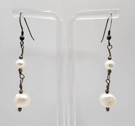 Sterling Pearl Dangle Earrings 3g