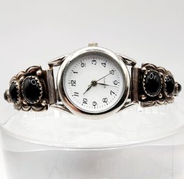 Sterling Native Onyx Watch (needs Battery) 26.3g