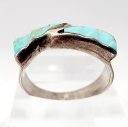 Sterling Signed Native Turquoise Ring Sz 8.5, 3.6g, As Is