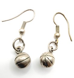 Sterling Signed Basketball Dangle Earrings 4.7g