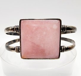 Sterling 950 BIG Rose Quartz Cuff Bracelet 22.9g