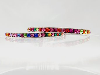 Sterling Rainbow Rhinestone Thread Earrings 1.5g