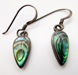 Sterling Abalone Teardrop Dangle Earrings 1.7g