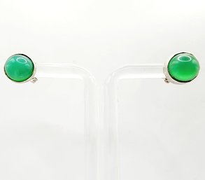 Sterling Green Chrysoprase Gumdrop Stud Earrings 2.5g