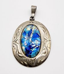 Sterling 'Mexico' Artisan Ornate Dichroic Glass Pendant 13g