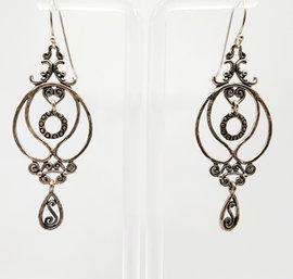 Sterling Ornate Chandelier Dangle Earrings 5.6g