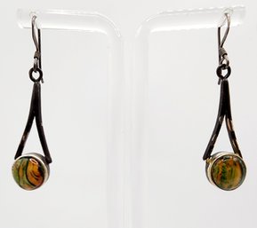 Sterling Jasper Drop Dangle Earrings 3.6g