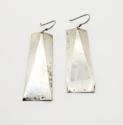 Sterling Signed Geometric Dangle Earrings 3.7g