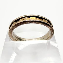 Sterling Smelted Golden Inlay Ring Sz 6.5 2.3g