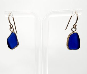 Sterling Blue Stone Dangle Earrings 2.7g