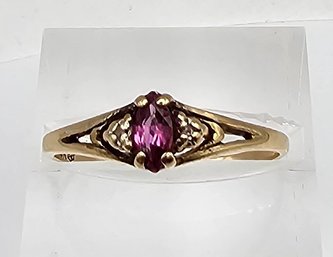 Ruby 14K Gold Cocktail Ring Size 7.25 2.3 G