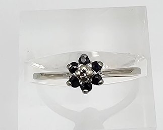 Diamond Sapphire 10K White Gold Cocktail Ring Size 5.25 1.6 G