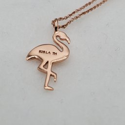 Designer Pink Flamingo Pendant And Sterling Necklace  LA TH_2.16g