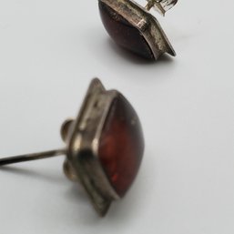 Vintage Amber Sterling Earrings 2.28g