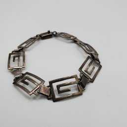 Vintage 925 Signed Thin Panel Link Bracelet Sterling_7.15g