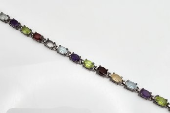 Ross Simons Topaz Peridot Amethyst Garnet Sterling Silver Tennis Bracelet 9.4 G