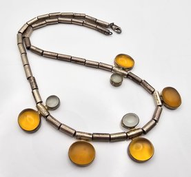 Amber Quartz Sterling Silver Necklace 42.3 G