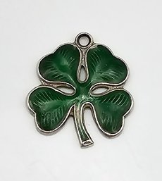 Enamel Sterling Silver Four Leaf Clover Pendant 2.5 G